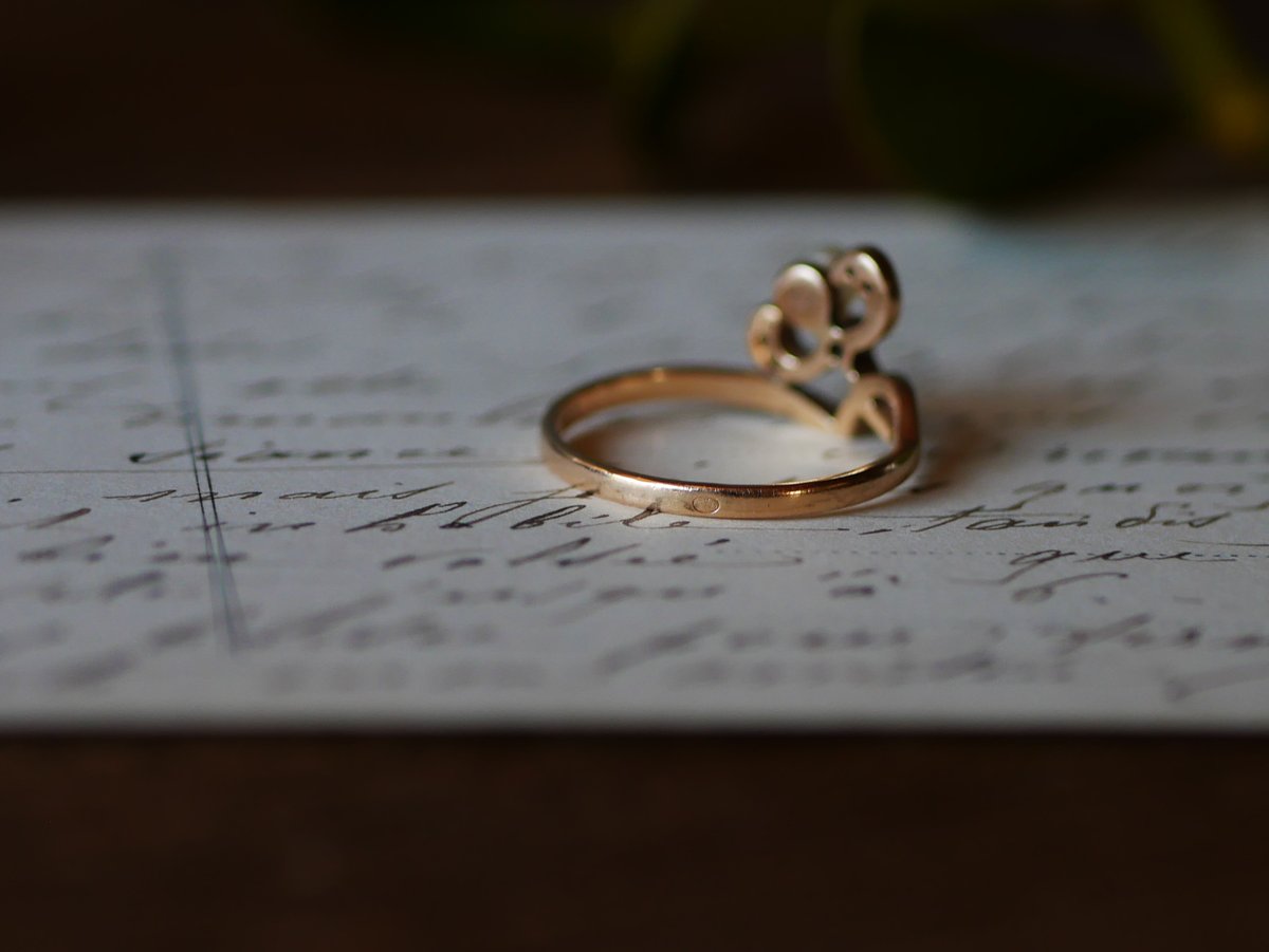 ヤドリギモチーフ 18K フランスアンティーク 指輪 アンティーク