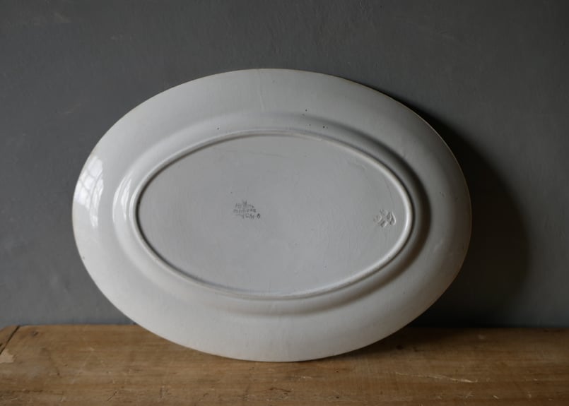 ミモザ クレイユモントロー オーバルプレート フランスアンティーク