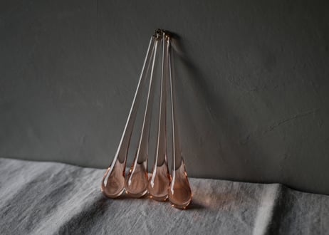 ピンクのシャンデリアパーツ　ロング　フランスアンティーク