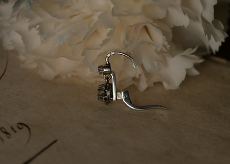 FE-07 WG 天然ダイヤモンド　ドルムーズピアス　フランスアンティーク　アンティークジュエリー