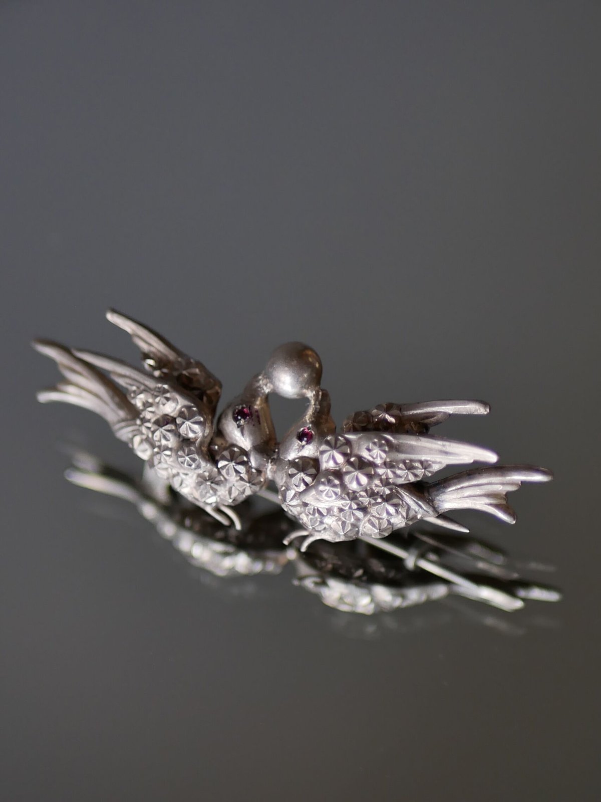 つがいのツバメ カップル ブローチ フランスアンティーク