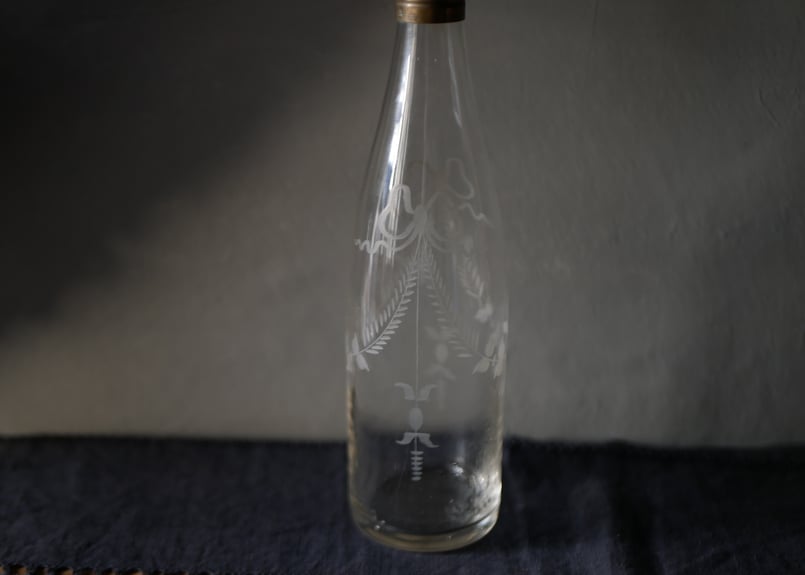 リボン柄 アンティークボトル デキャンタ カラフェ フランス