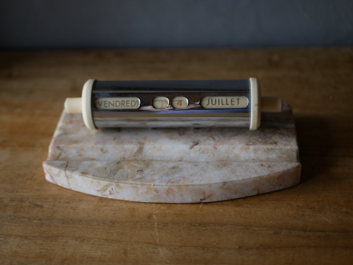 大理石の万年カレンダー フランス語 アンティークカレンダー フランス