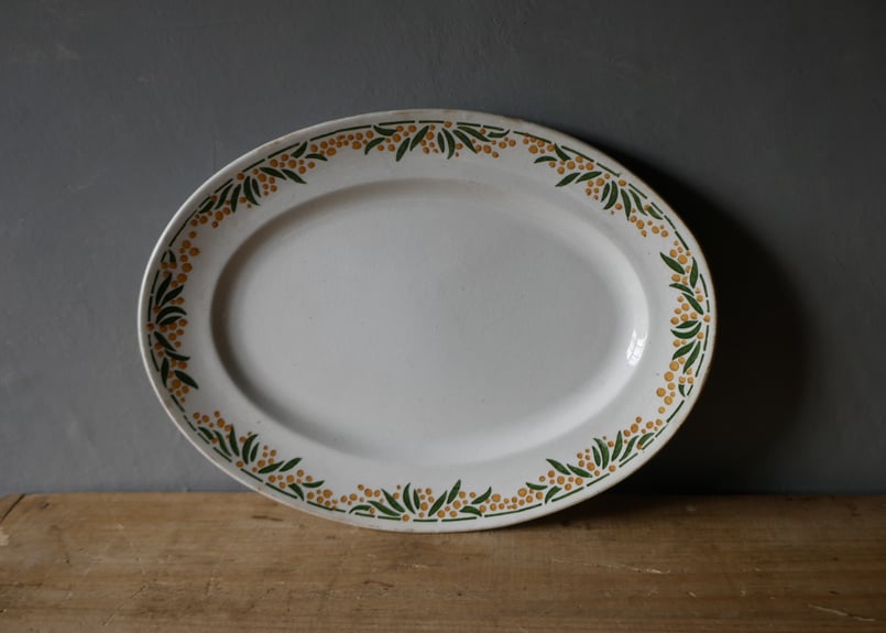 ミモザ クレイユモントロー オーバルプレート フランスアンティーク