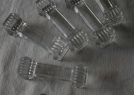 残り→２　PORTIEUX  ガラスのナイフレスト　フランスアンティーク　ブロカントのある暮らし