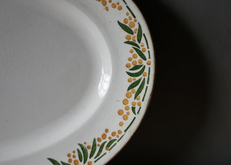 ミモザ クレイユモントロー オーバルプレート フランスアンティーク