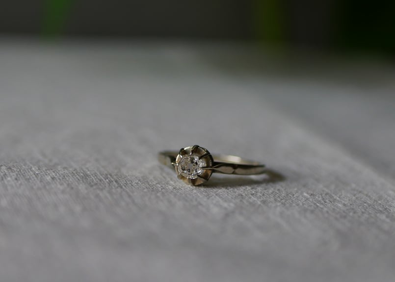 k18 アンティークソリテールダイヤモンドリング