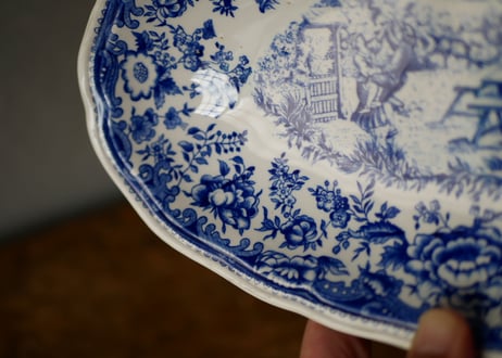 Luneville x Toile de Jouy,  Oval plate