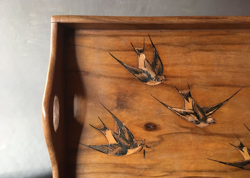 フランス アンティーク Bordeaux プレー トセット 小鳥 ツバメ