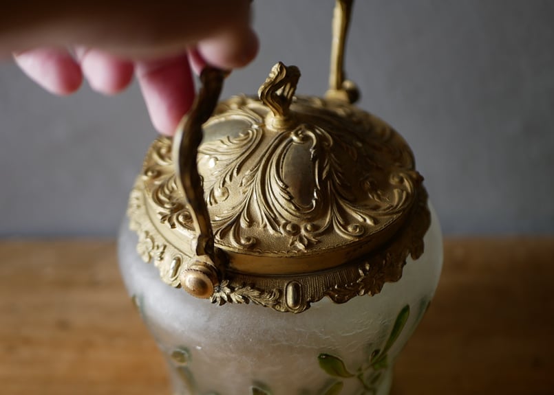 宿り木のビスケットジャー ベルエポック フランスアンティーク