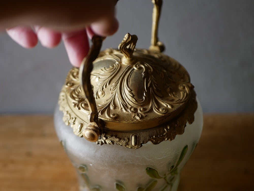 宿り木のビスケットジャー ベルエポック フランスアンティーク