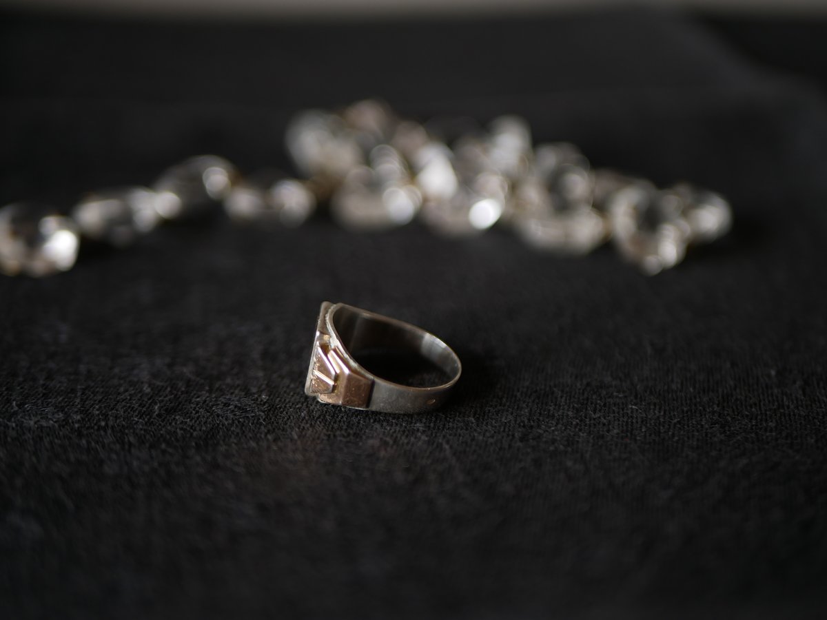 シグネットリング 純銀,K18 シェヴァリエ フランスアンティーク