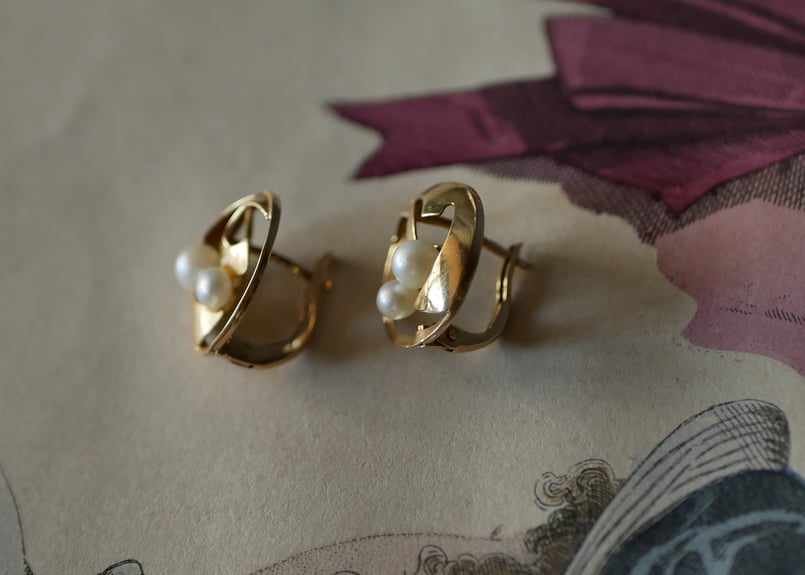 フランス アンティーク ハート 18k? 9k? フック ピアス Classic CHESS K18PG 0.34ct ダイヤモンド ハート ピアス ピンク