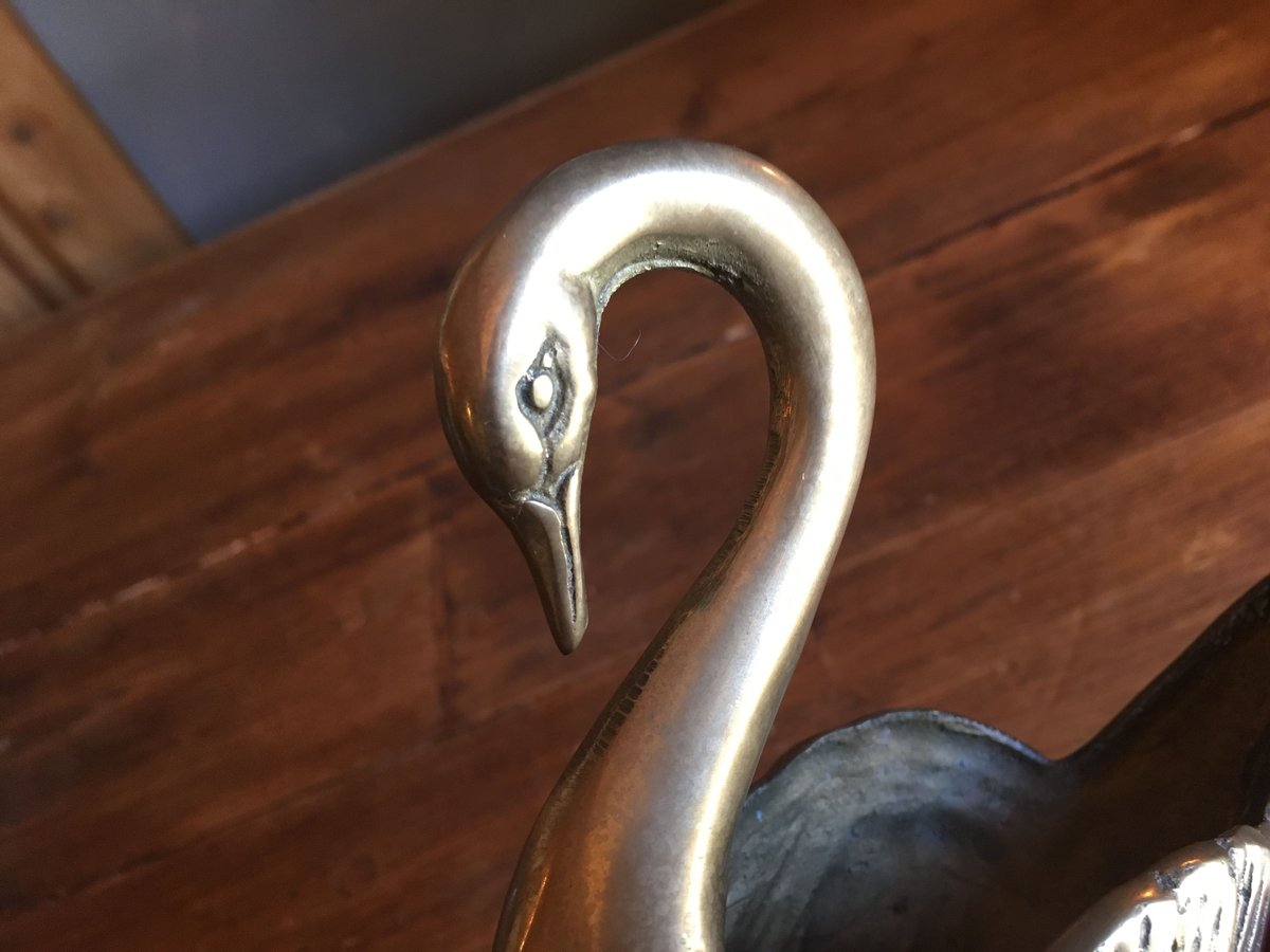 スワン　陶器　置物　小物入れ　アンティーク フランス 80s 白鳥 スワン 陶器 小物入れ 置物 ヴィンテージ