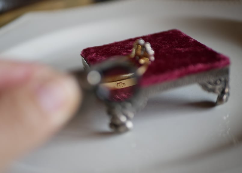 k18 天然ダイヤモンド ヴィンテージ　リング FR-51】天然ダイヤモンド K18 指輪 フランスヴィンテージ ヴィンテージ