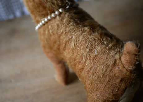 お洒落な犬　フランスアンティーク　ぬいぐるみ　ブロカント  アンティークのある生活