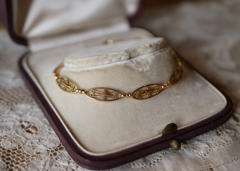 FB-07】フィリグリー K18 アンティークブレスレット アンティーク