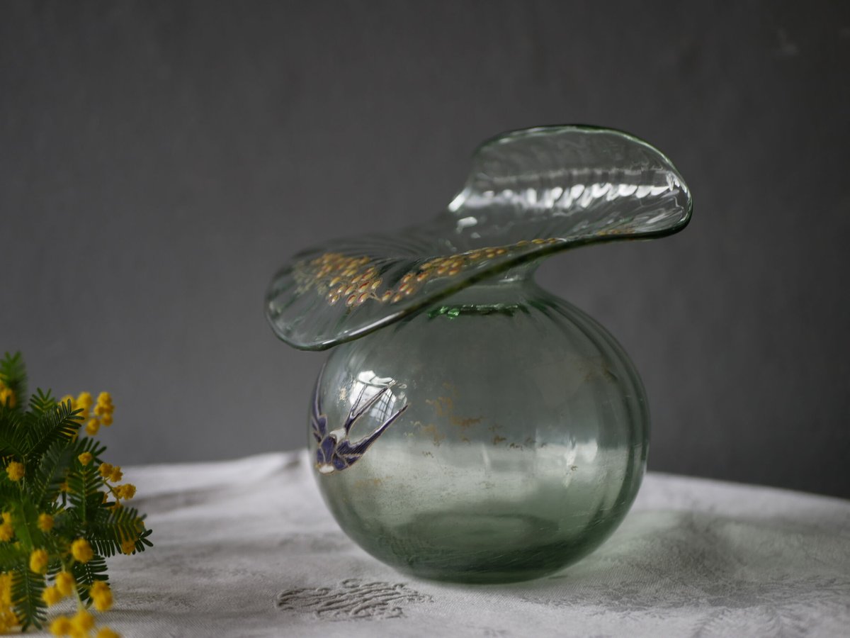 希少 LEGRAS ルグラ フランス製 ガラス彫刻 風景画 花瓶 アンティーク 