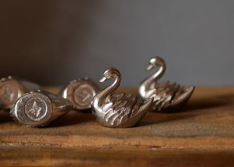 白鳥　スワン　刻印あり　カードホルダー　フランスヴィンテージ　ブロカントのある暮らし
