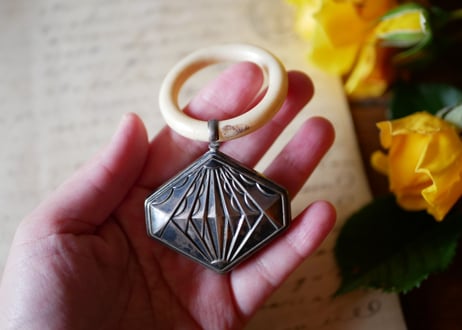 French silver, baby rattle