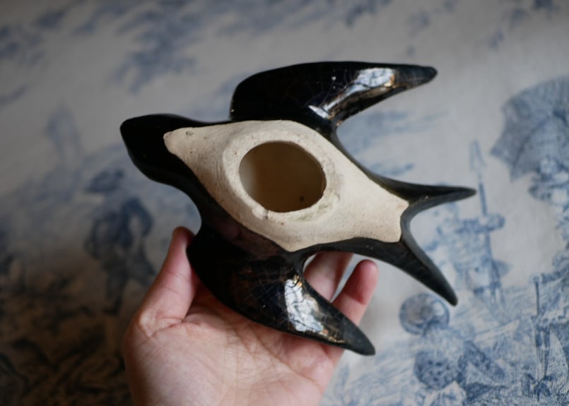 アンティーク　陶器のつばめ　壁飾り　ウォールデコ 陶器のつばめ 壁飾り フランスアンティーク アンティークデコ