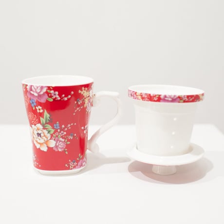 客家花柄マグカップ