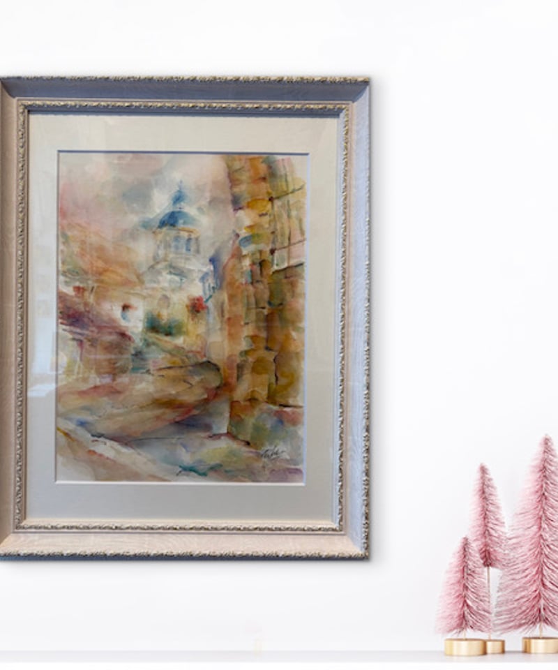 青い屋根の教会 透明水彩画 六部純 | nuancebeans