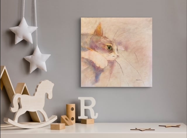 色鉛筆画 A4.猫 クリスマス2 イラスト【色鉛筆画】リアルに挑戦！ 猫ちゃんを描いてみました
