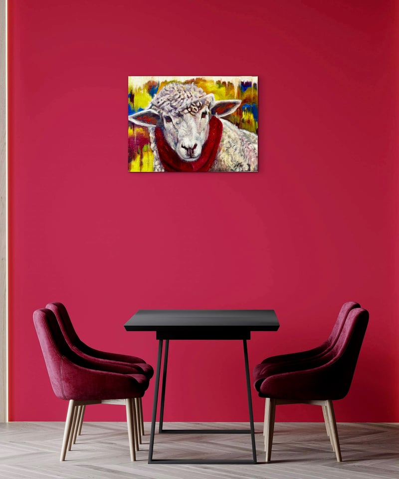 絵画、油彩、F4号、秋の柿とサツマイモ、佐原聖春 マフラー」 油彩 F4 | nuancebeans