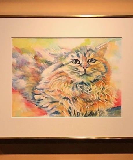 水彩　猫　”cat”　広田豊子