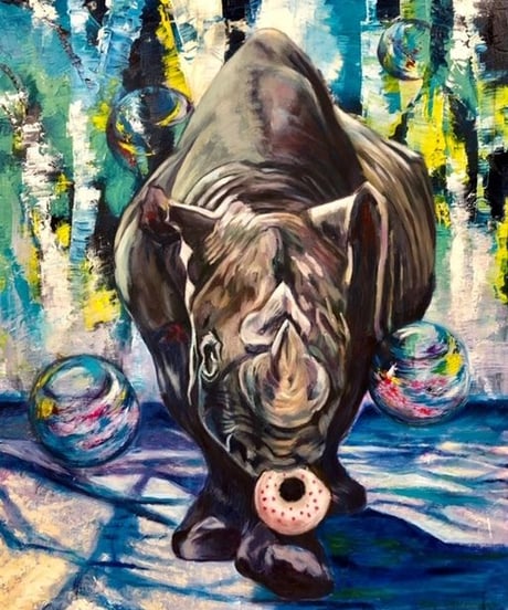 油彩画　『どーなつ』”dounut”　広田豊子