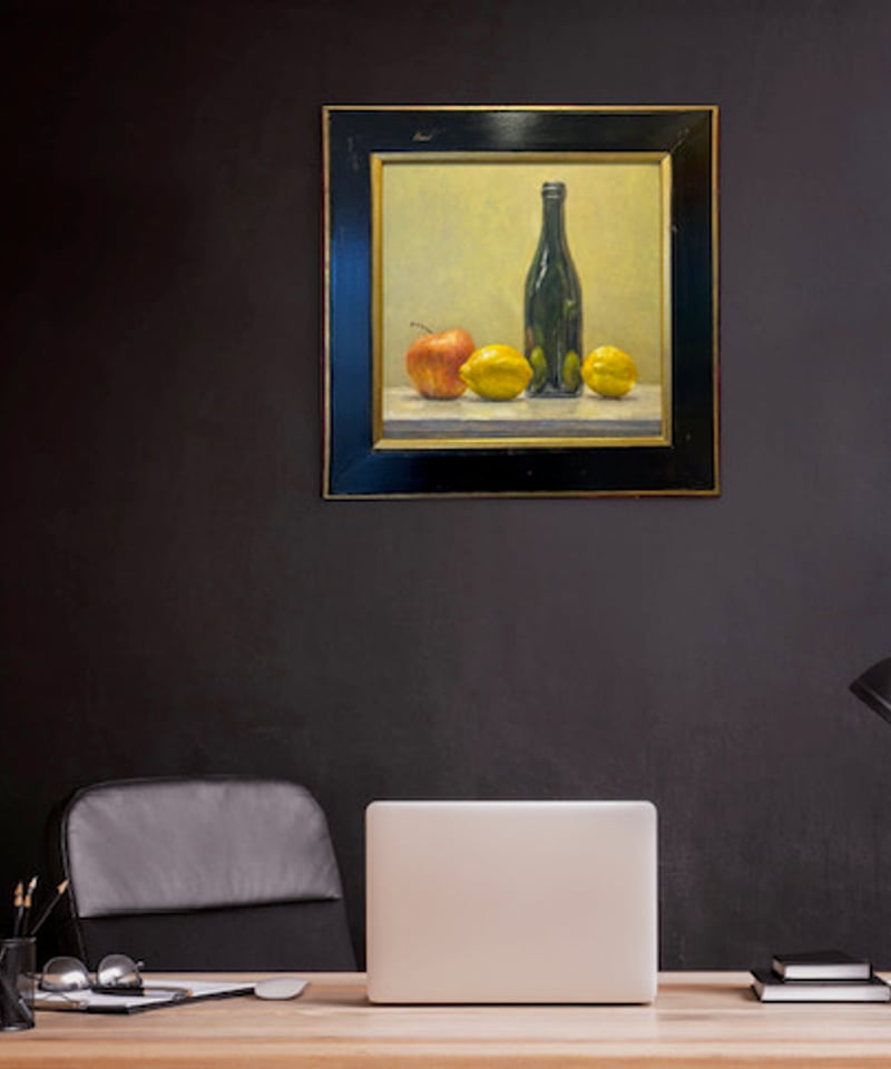 森田和昌 油絵静物 「檸檬と林檎と瓶」 | nuancebeans