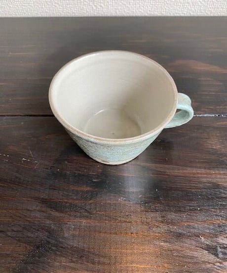 マグカップ　グリーン×水玉
