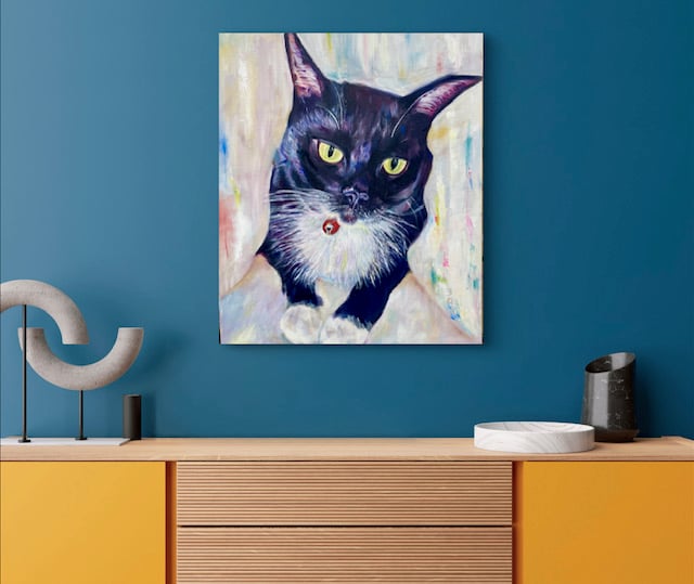 油絵 黒猫 F8号 | nuancebeans