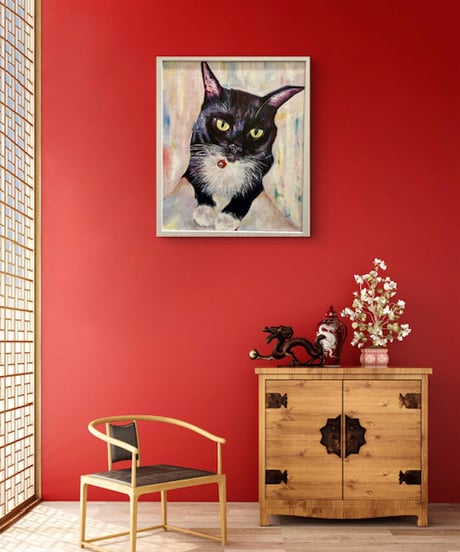 抽象画 赤いドレス 装飾フレームなし34✖️27 ロングドレス カラードレス 赤 イブニングドレス 結婚式