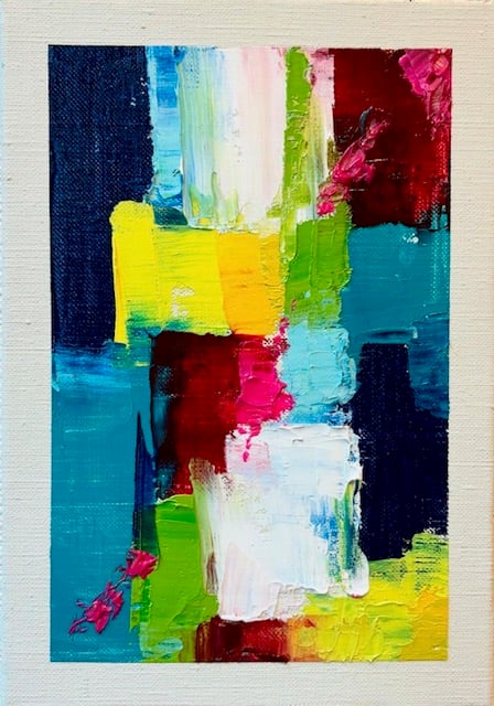 油絵 抽象 赤 SMサイズ | nuancebeans