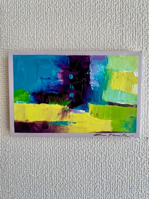 森田和昌 イロアソビ抽象画 青系ひも付き | nuancebeans