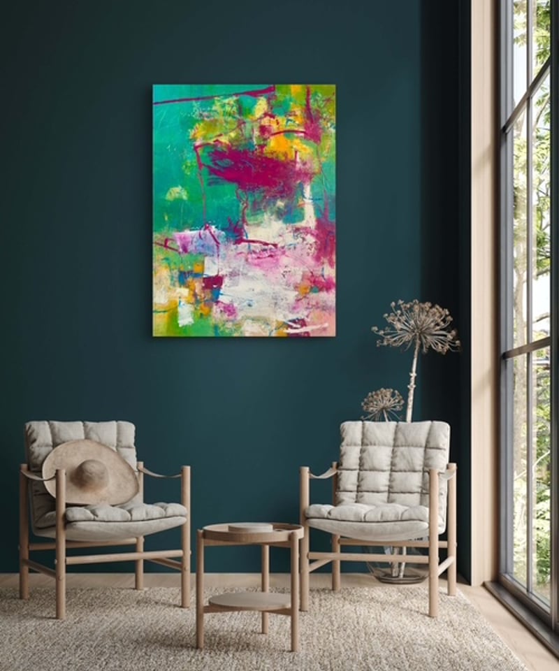 抽象画 お洒落な気分で P20号 （額なし）油彩、オイルパステル