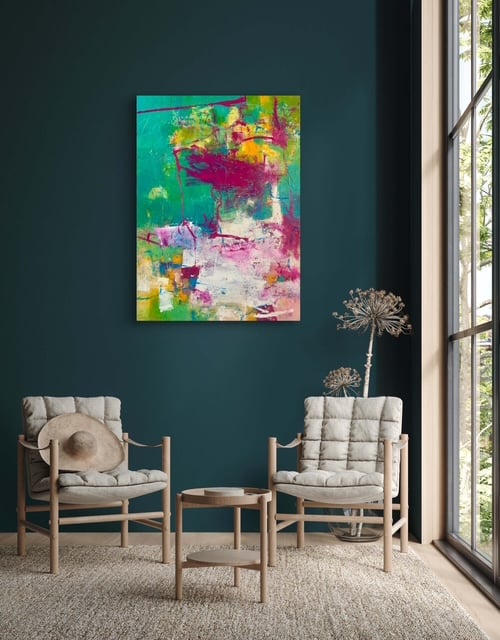 抽象画 お洒落な気分で P20号 （額なし）油彩、オイルパステル