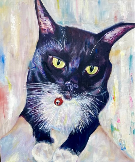 油絵　黒猫　F8号