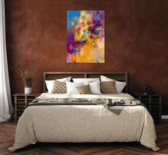 抽象画 雨あがりの街 P20号 （額なし）油彩、オイルパステル