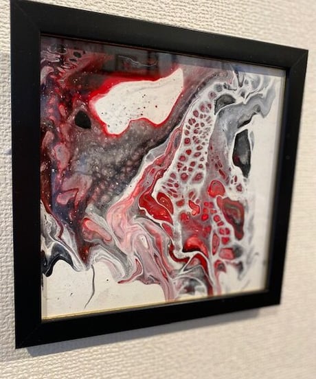 流し込み抽象アート　赤　森田和昌