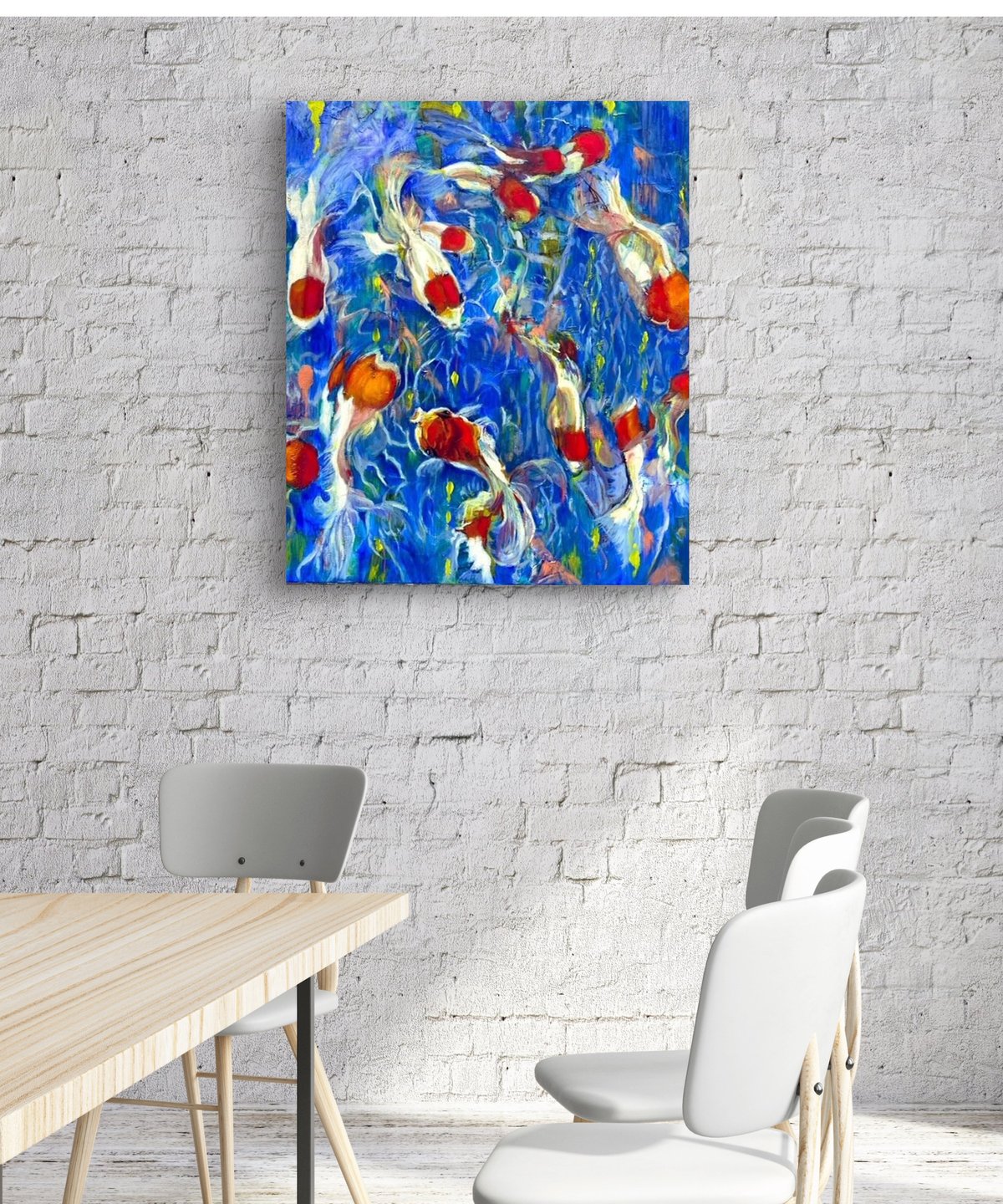 油彩画　金魚の群れ e 水彩画 金魚 絵画 makochin 通販 18135622｜Creema(クリーマ)