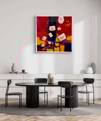 抽象画 f４ ◇ 岡本太郎 ◇ 装える戦士 抽象画 正面サイン 裏サイン有 油彩 F4号