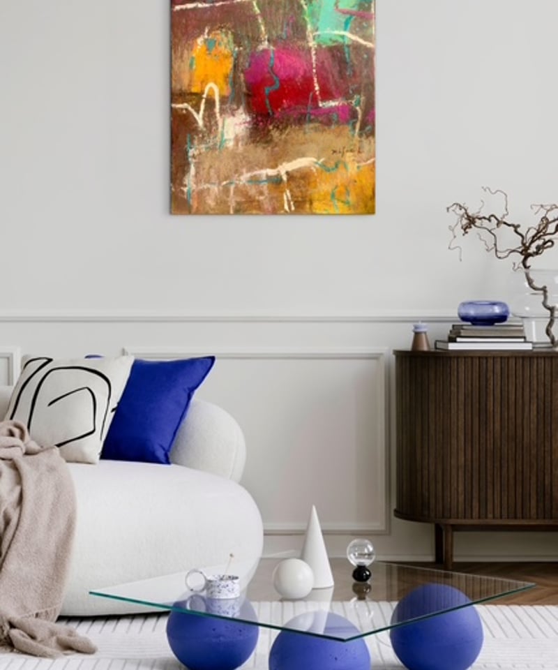 抽象画 埠頭 F8号 （額なし）油彩、キャンバス | nuancebeans