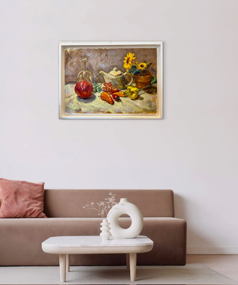 森田和昌 油彩 「花のある静物」 額付き | nuancebeans