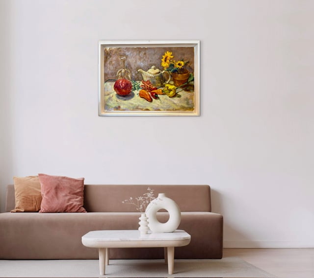 森田和昌 油彩 「花のある静物」 額付き | nuancebeans