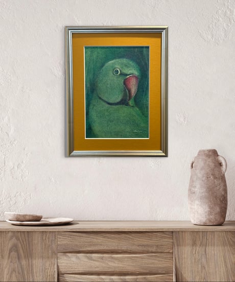 色鉛筆画　「笑う」　加藤あみな