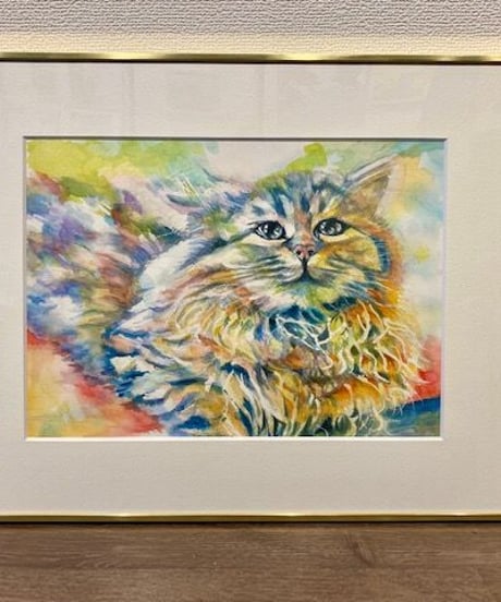 水彩　猫　”cat”　広田豊子