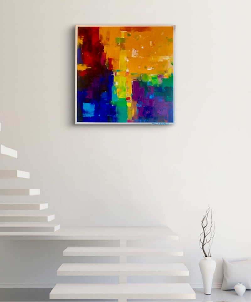 16×23㎝「朝の窓辺の食器」油彩・原画静物 モノトーン 木製フレーム